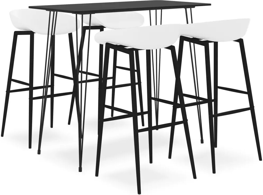 vidaXL Ensemble de bar 5 pcs Noir et blanc