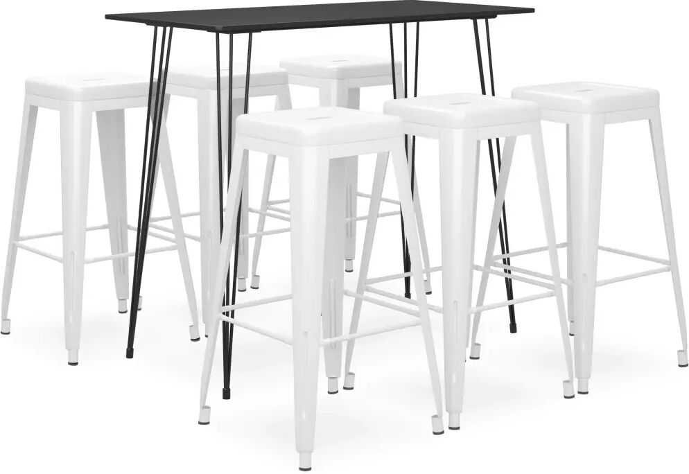 vidaXL Ensemble de bar 7 pcs Noir et blanc