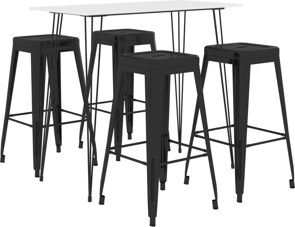 vidaXL Ensemble de bar 5 pcs Blanc et noir