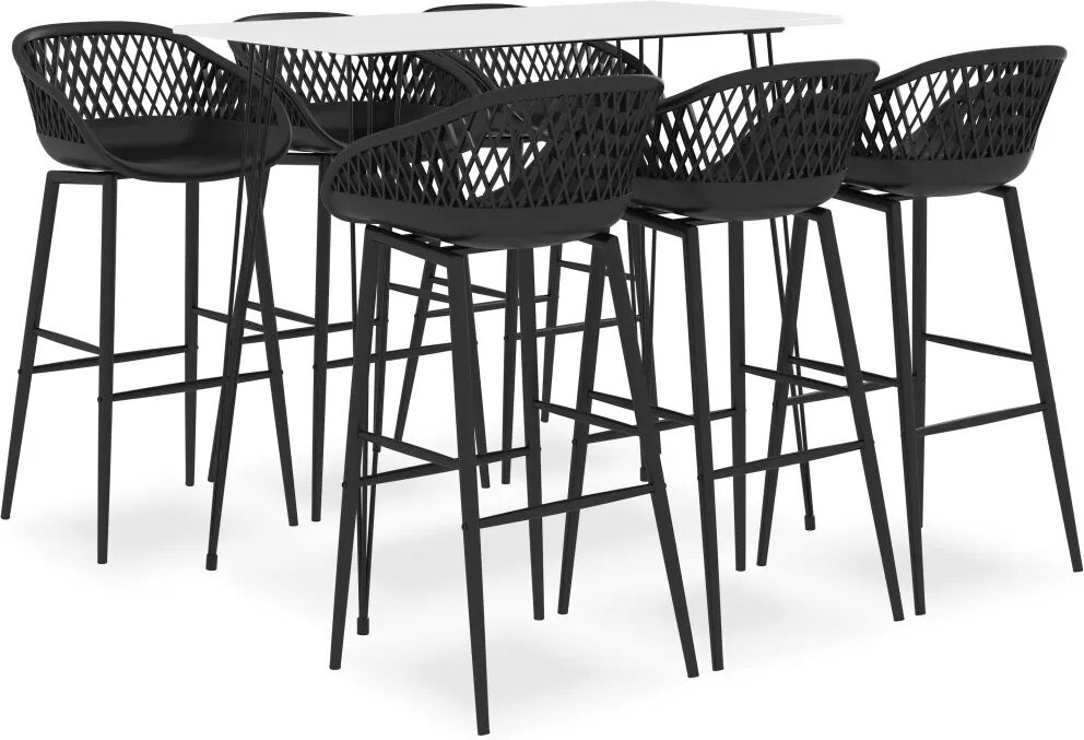 vidaXL Ensemble de bar 7 pcs Blanc et noir