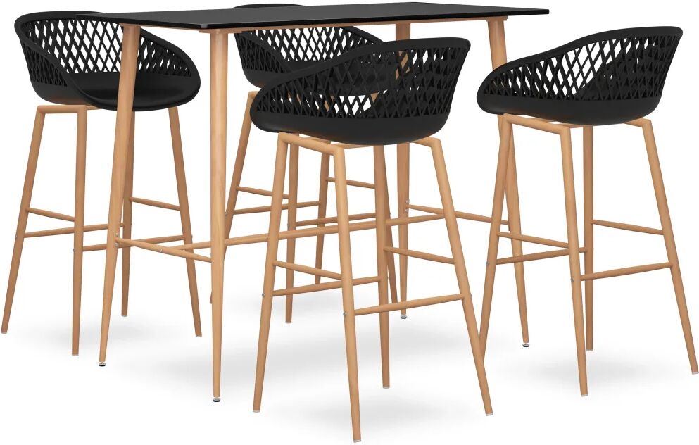 vidaXL Ensemble de bar 5 pcs Noir