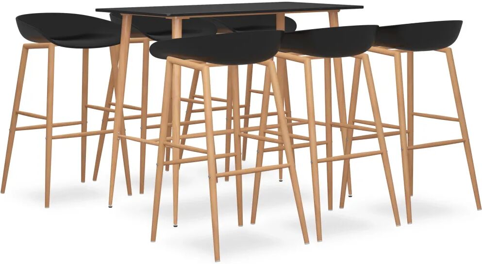 vidaXL Ensemble de bar 7 pcs Noir