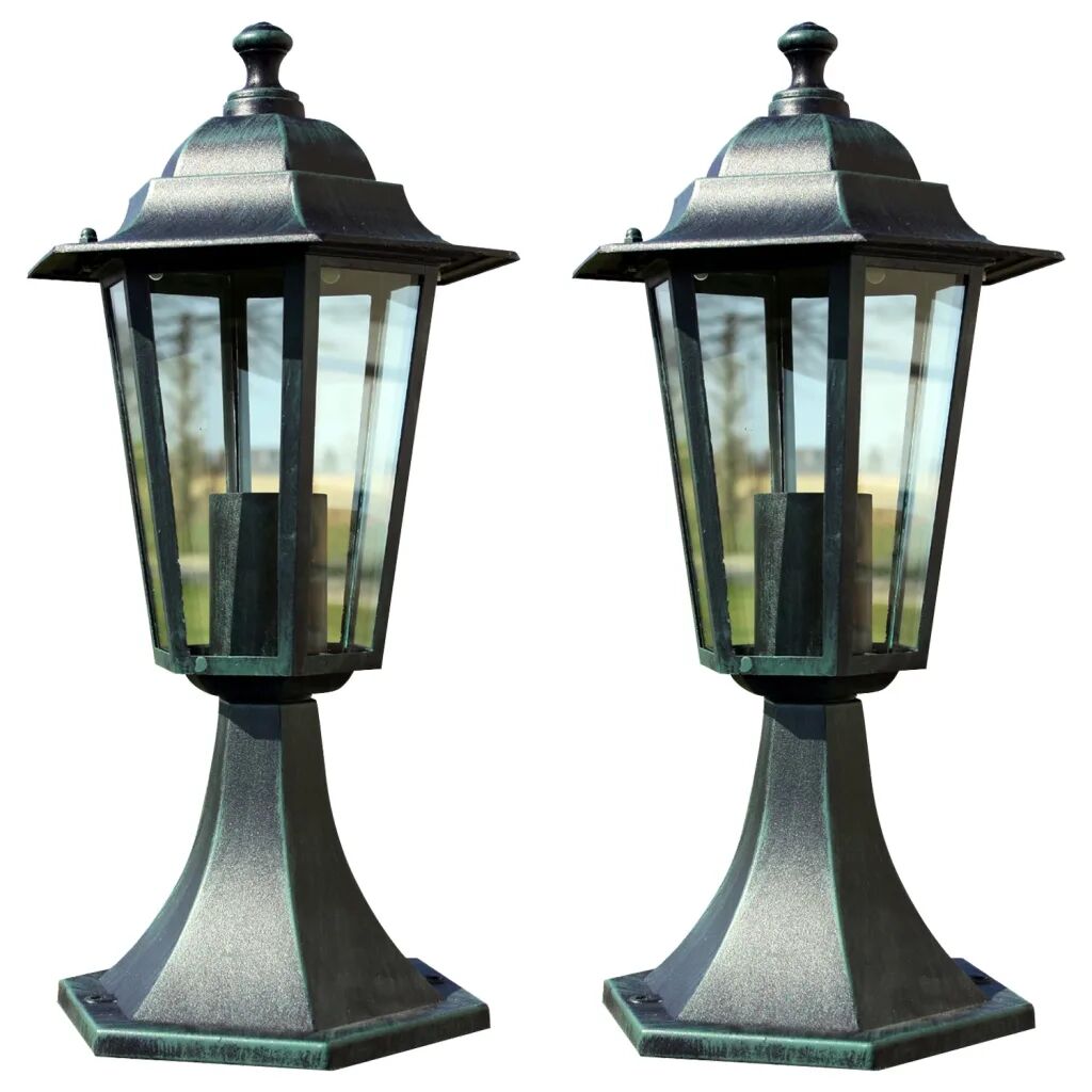 vidaXL Lampes de jardin 2 pcs Vert foncé/Noir Aluminium