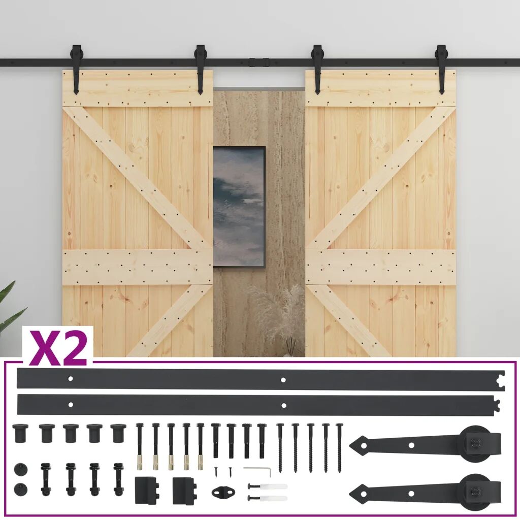 vidaXL Porte coulissante avec kit de quincaillerie 90x210cm Pin massif