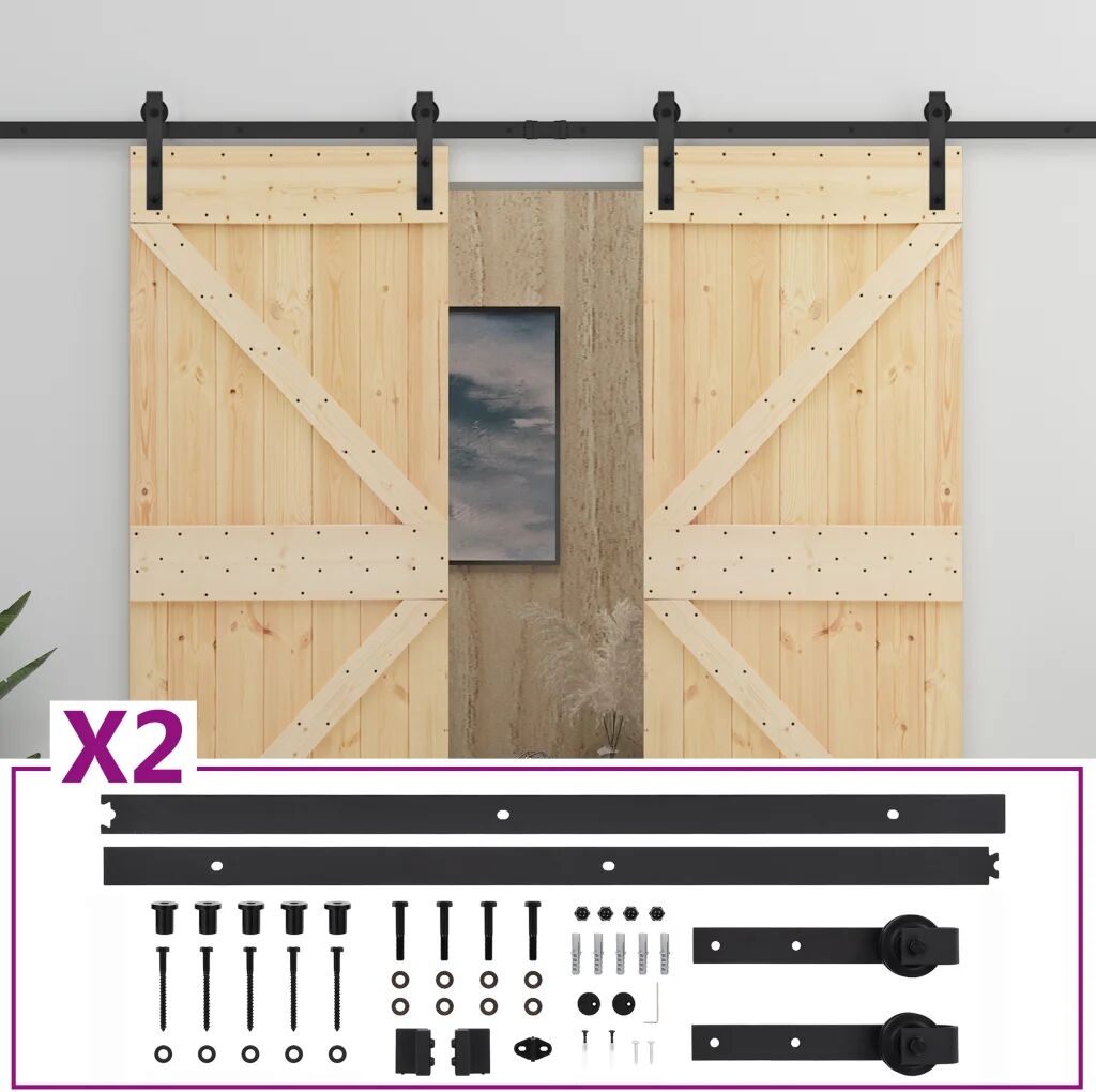 vidaXL Porte coulissante et kit de quincaillerie 100x210 cm Pin massif