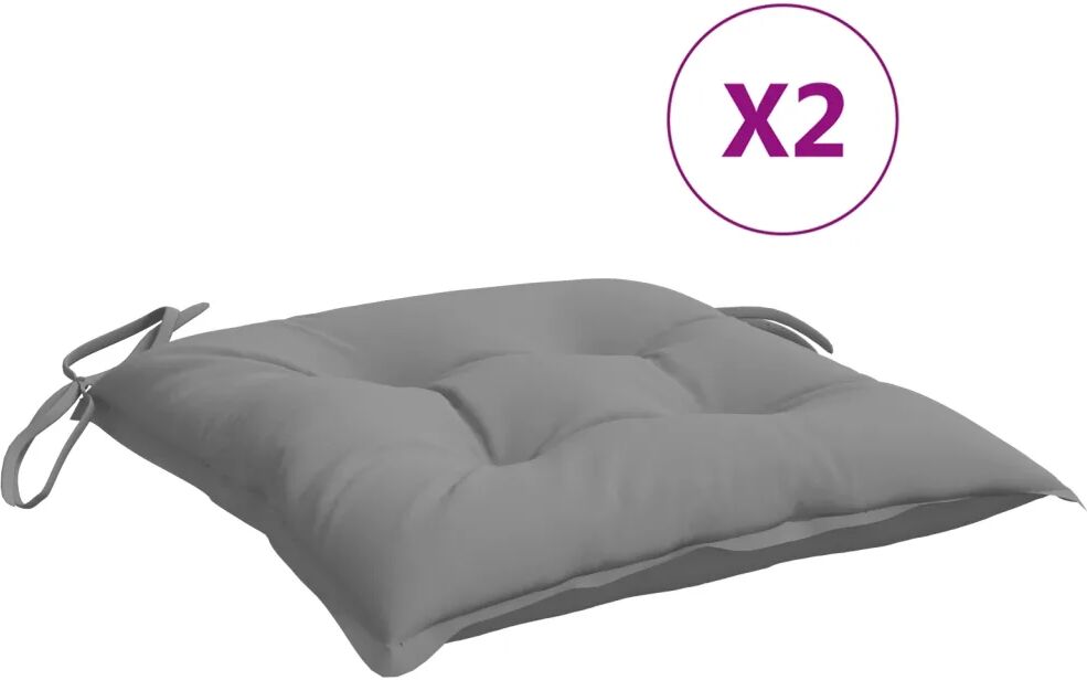 vidaXL Coussins de chaise 2 pcs Gris 40x40x7 cm Tissu