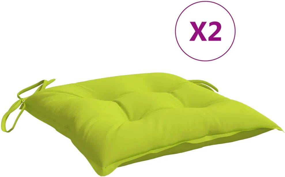 vidaXL Coussins de chaise 2 pcs Vert vif 50x50x7 cm Tissu