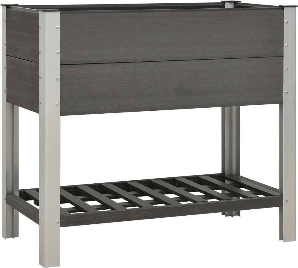 vidaXL Lit surélevé de jardin avec étagère 100x50x90 cm WPC Gris