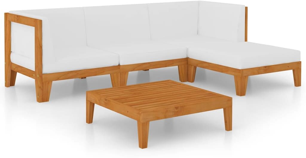 vidaXL Salon de jardin 5 pcs avec coussins Bois d'acacia solide