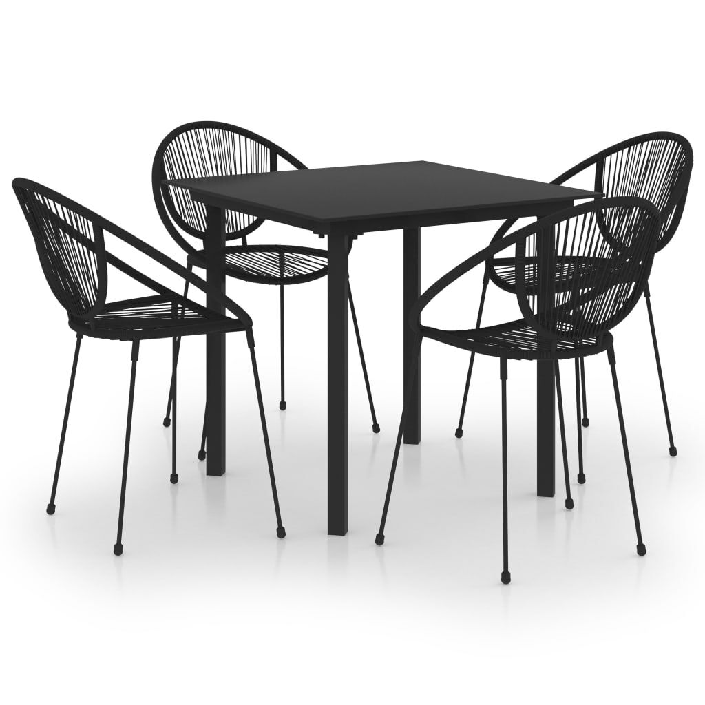 vidaXL Ensemble à dîner d'extérieur 5 pcs Rotin PVC Noir