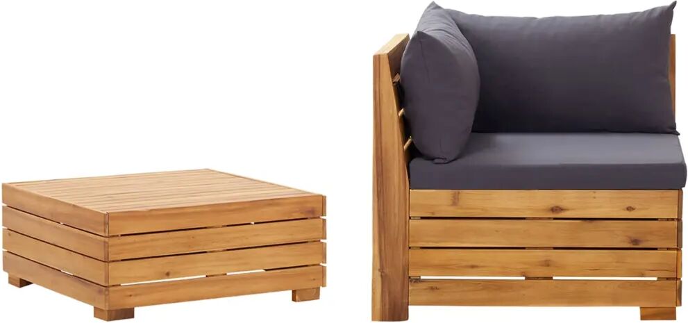 vidaXL Salon de jardin 2 pcs avec coussins Bois d'acacia solide