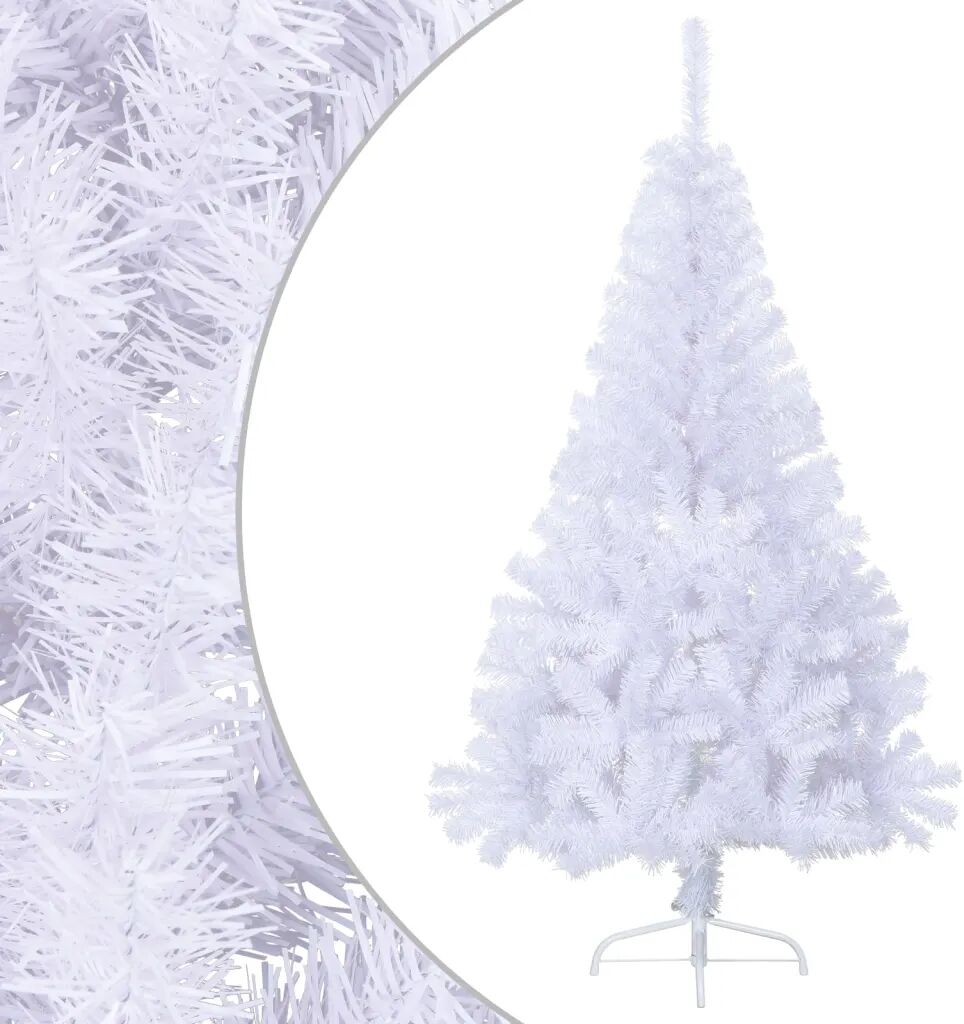 vidaXL Sapin de Noël artificiel moitié avec support Blanc 120 cm PVC