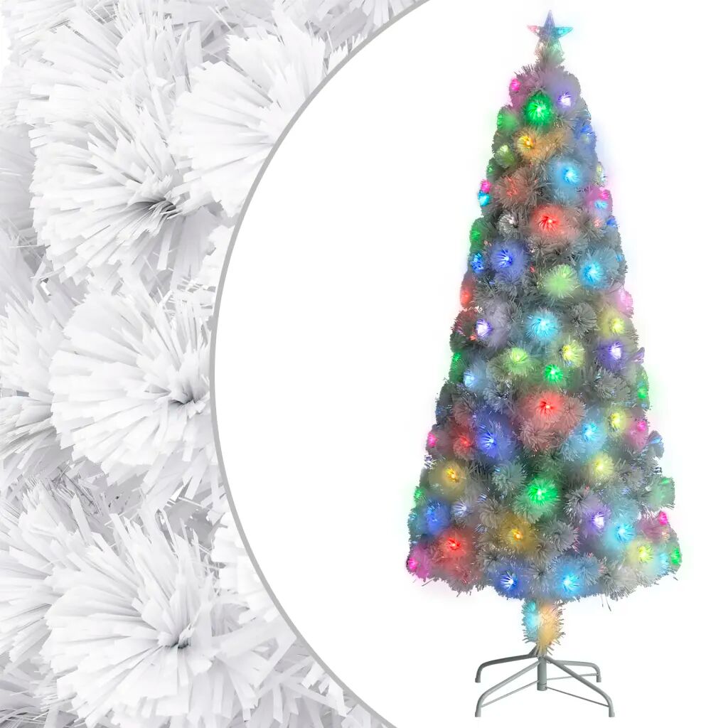 vidaXL Sapin de Noël artificiel avec LED Blanc 180 cm Fibre optique