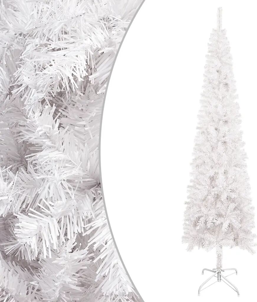 vidaXL Sapin de Noël étroit Blanc 150 cm