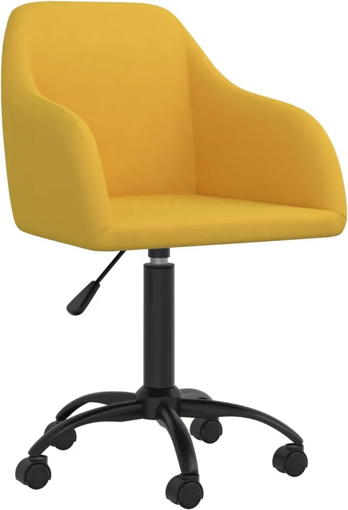 vidaXL Chaise pivotante de bureau Jaune Velours