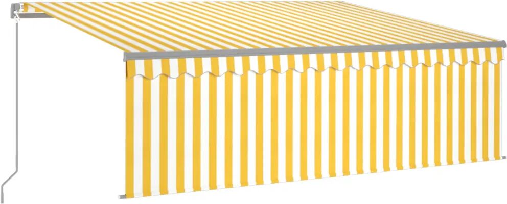 vidaXL Auvent manuel rétractable avec store et LED 4,5x3 m Jaune blanc