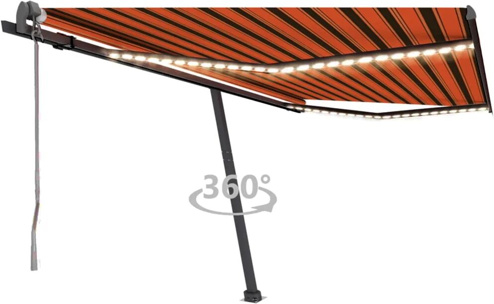 vidaXL Auvent automatique capteur de vent/LED 400x300 cm Orange/marron