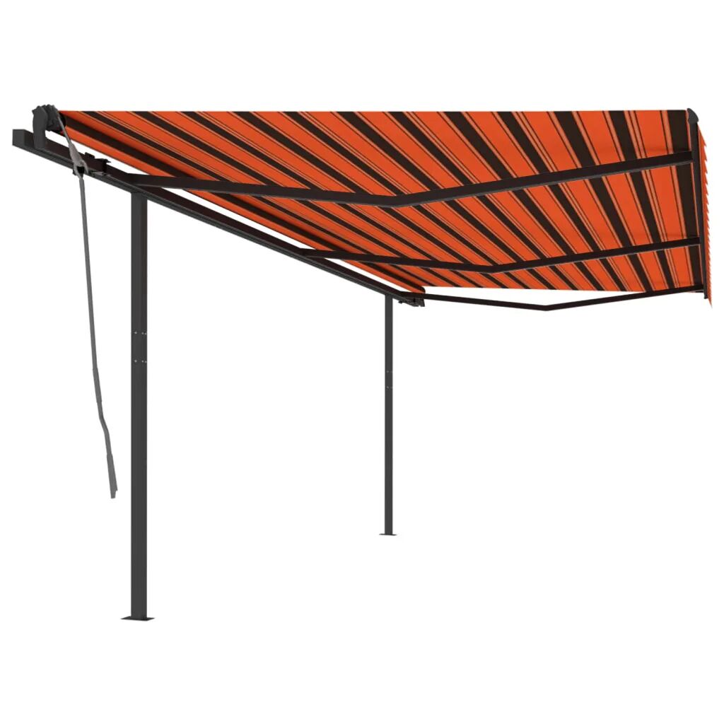 vidaXL Auvent automatique rétractable poteaux 6x3 m Orange et marron