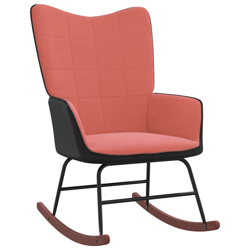 vidaXL Chaise à bascule Rose Velours et PVC