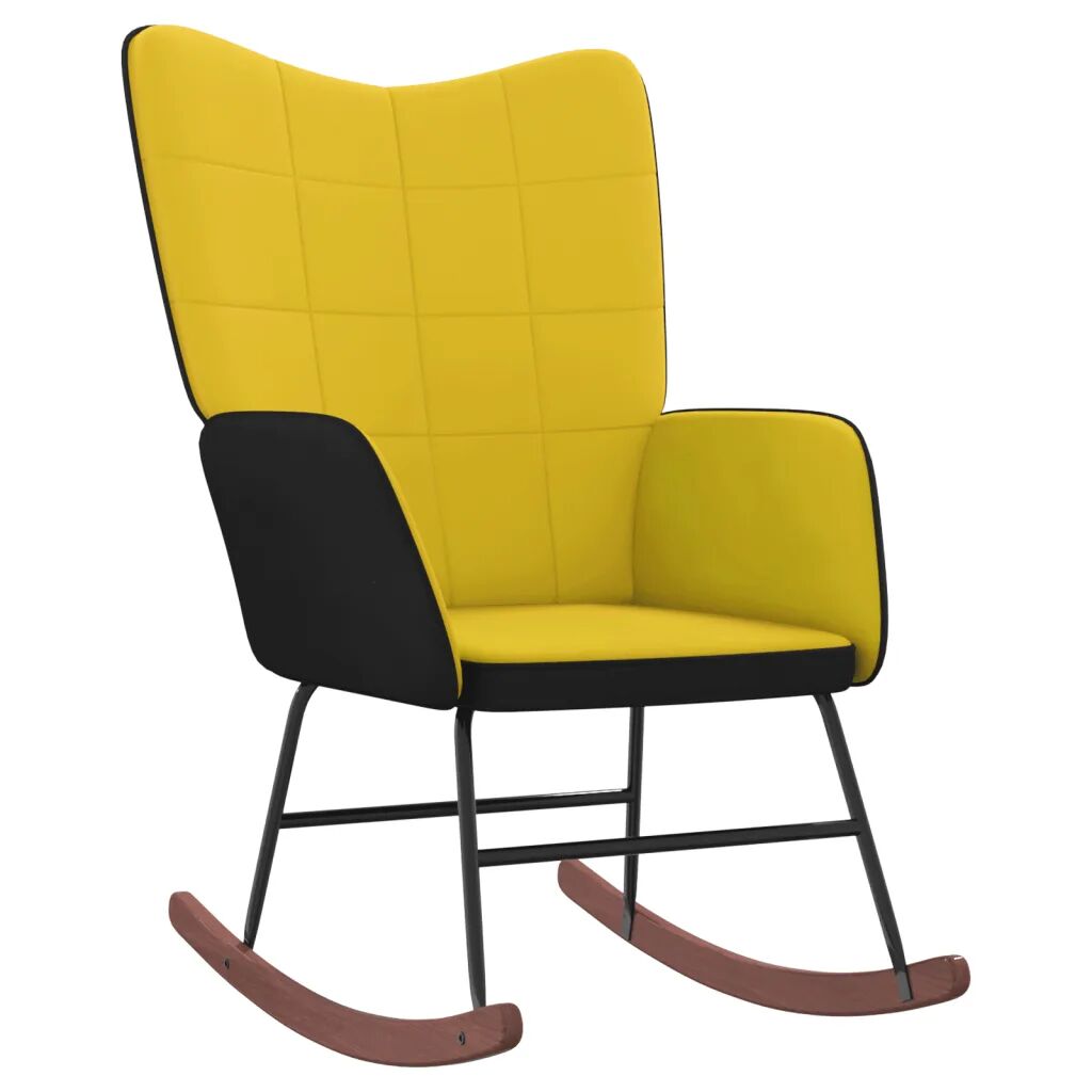 vidaXL Chaise à bascule Jaune moutarde Velours et PVC