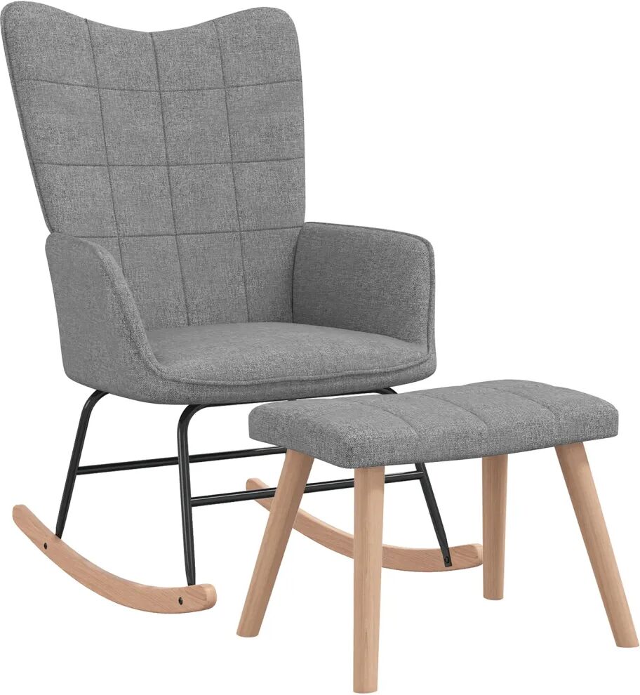 vidaXL Chaise à bascule avec tabouret Gris clair Tissu