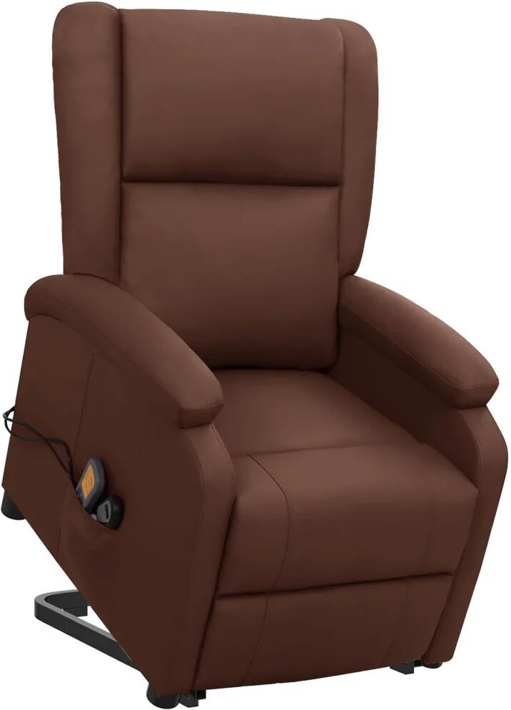 vidaXL Fauteuil inclinable de massage Marron Similicuir