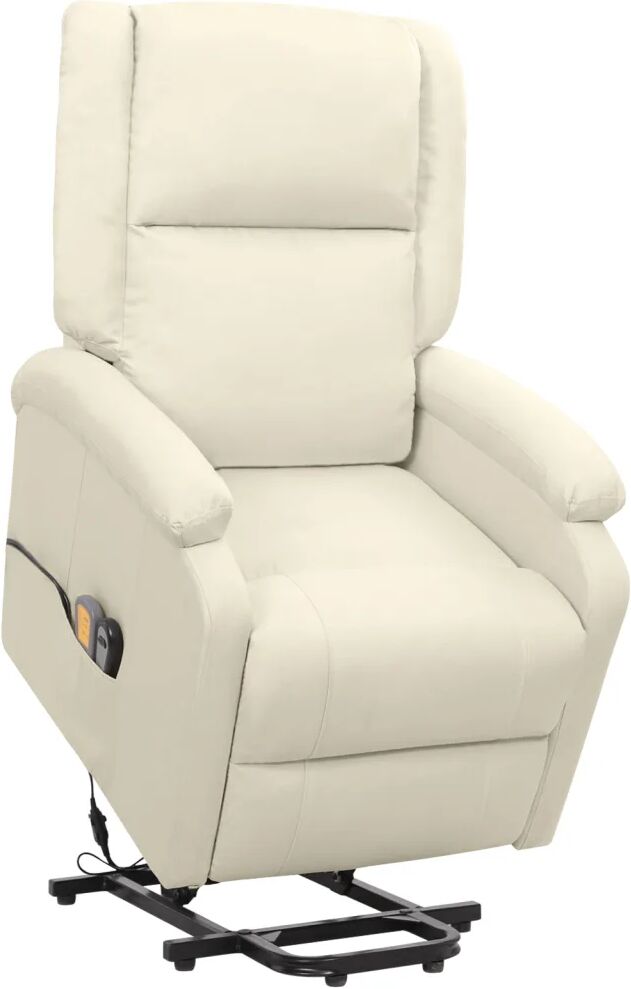 vidaXL Fauteuil de massage inclinable Crème Tissu