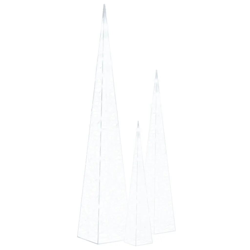 vidaXL Jeu de cônes lumineux à LED Acrylique Blanc froid 60/90/120 cm