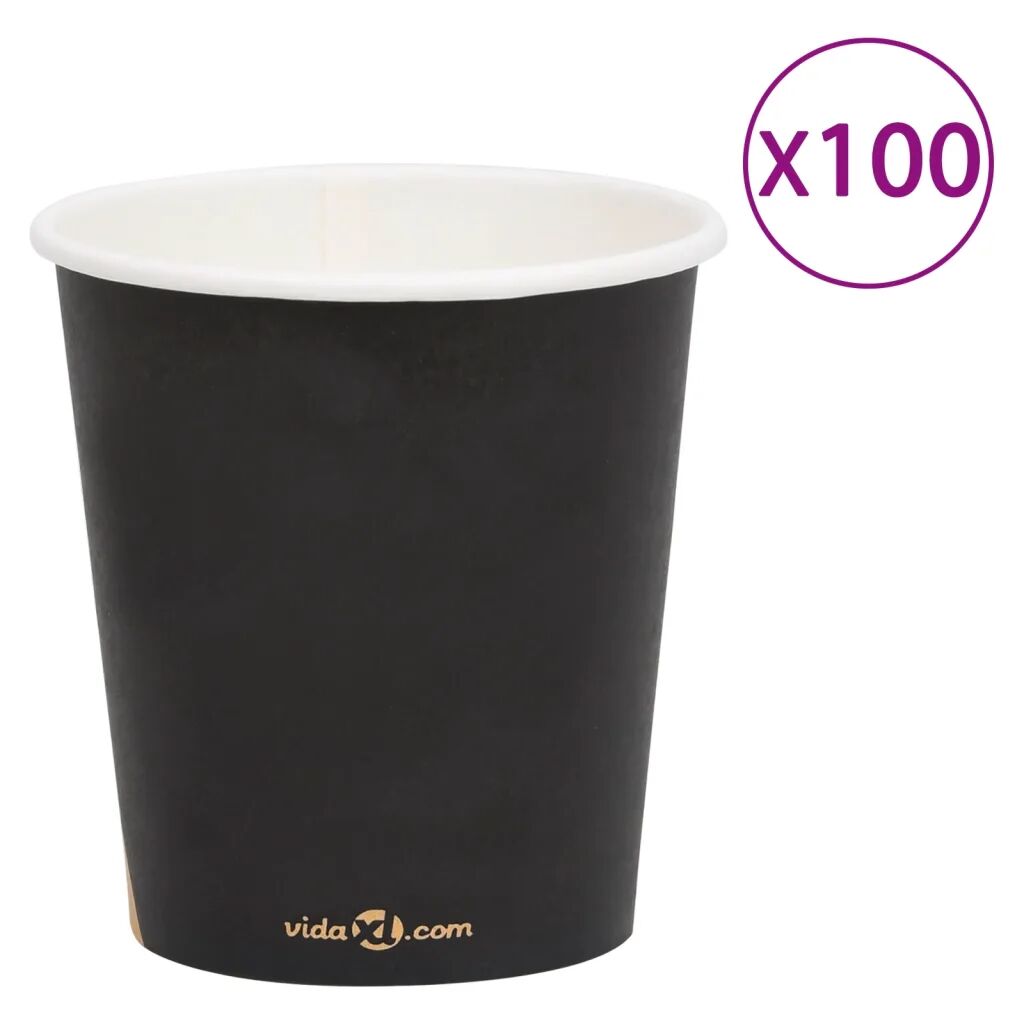 vidaXL Tasses à café en papier 200 ml 100 pcs Noir
