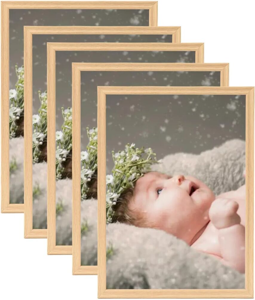 vidaXL Collage de cadres photo 5 pcs de mur table Chêne clair 15x21 cm