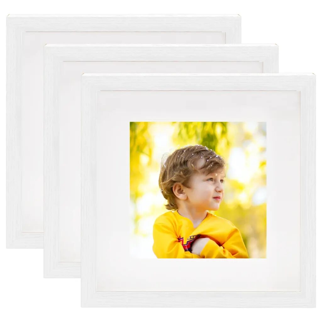 vidaXL Cadres photo 3D 3 pcs Blanc 23x23 cm pour photos 13x13 cm