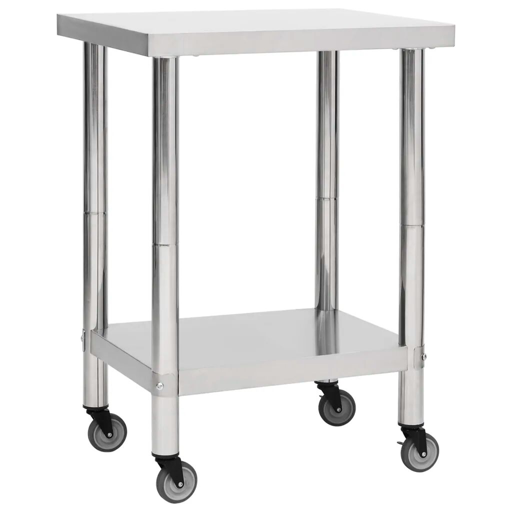 vidaXL Table de travail de cuisine avec roues 60x30x85 cm Inox