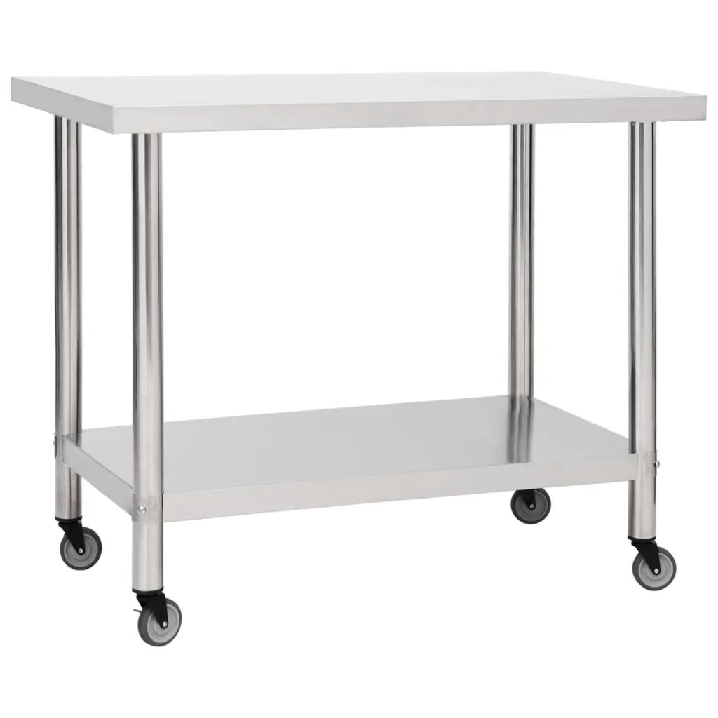 vidaXL Table de travail de cuisine avec roues 100x30x85 cm Inox