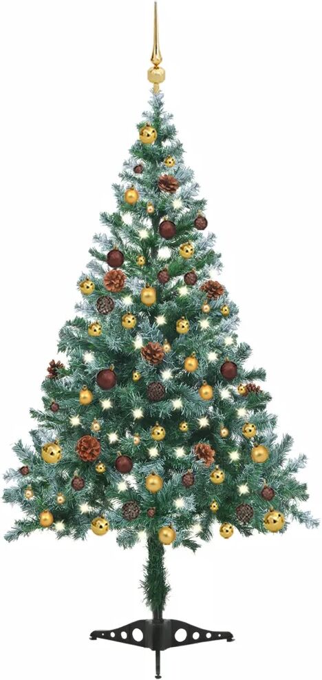 vidaXL Arbre de Noël artificiel givré LED boules pommes de pin 150 cm