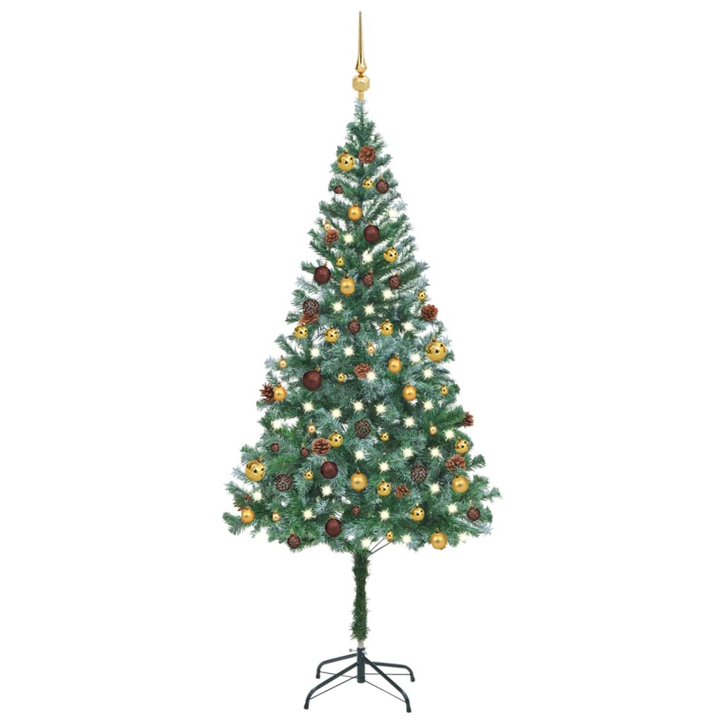 vidaXL Arbre de Noël artificiel LED et boules et pommes de pin 180 cm