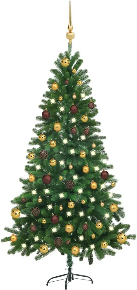 vidaXL Arbre de Noël artificiel avec LED et boules 150 cm Vert