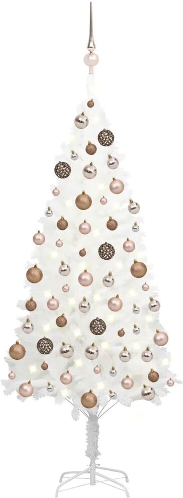 vidaXL Arbre de Noël artificiel avec LED et boules Blanc 120 cm