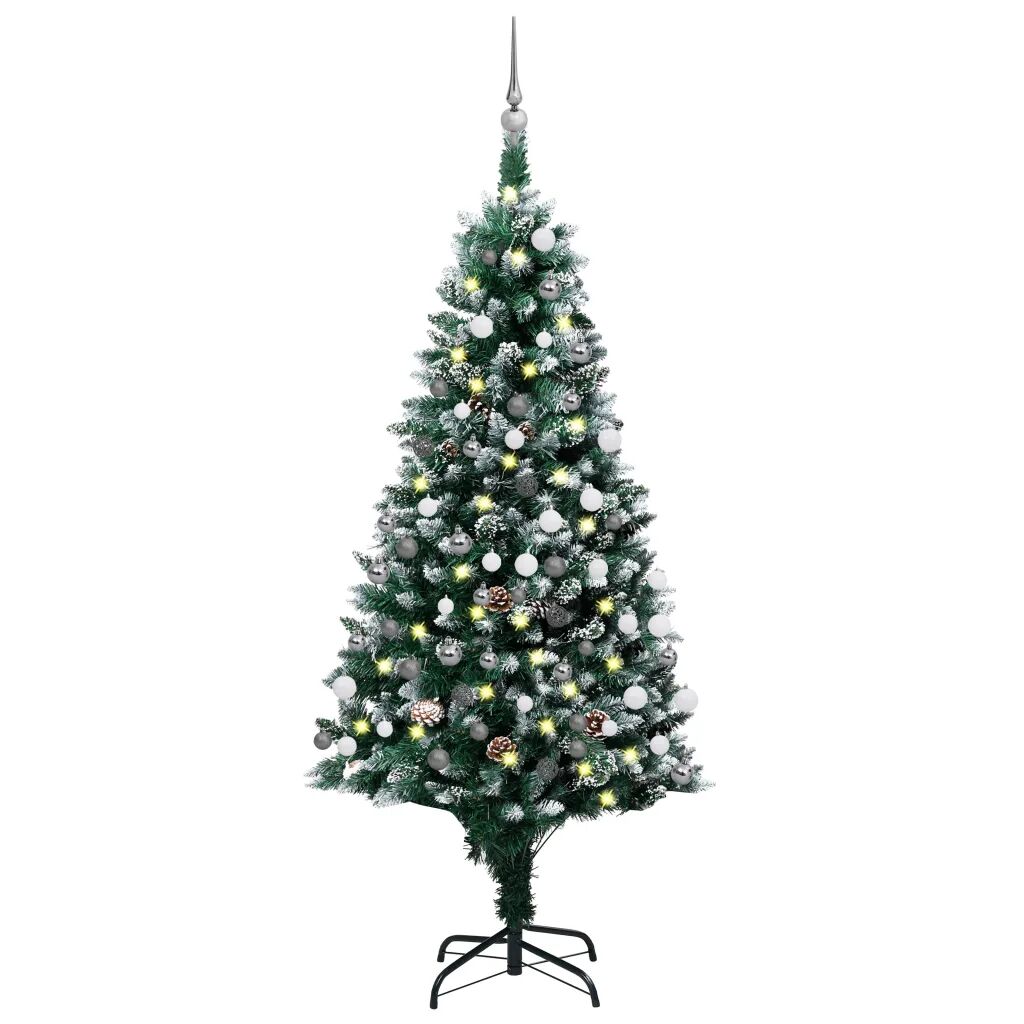 vidaXL Arbre de Noël artificiel LED et boules et pommes de pin 180 cm