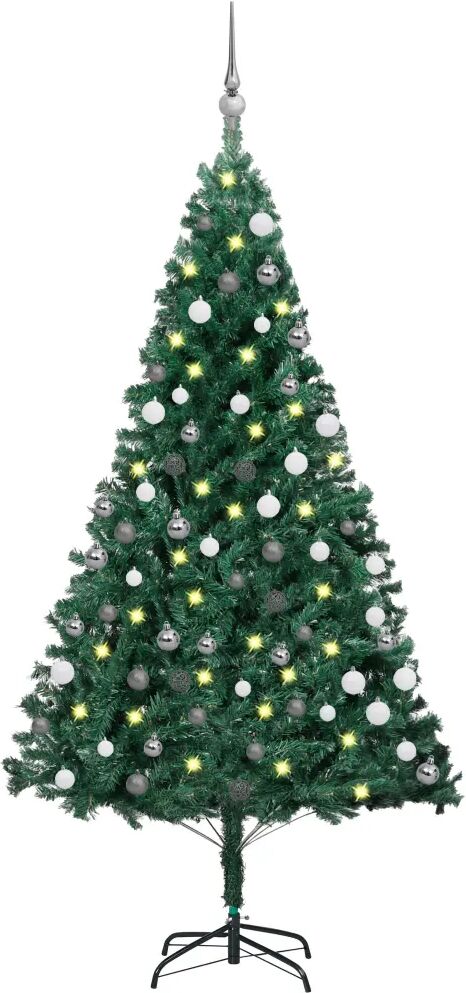 vidaXL Arbre de Noël artificiel avec LED et boules Vert 150 cm PVC