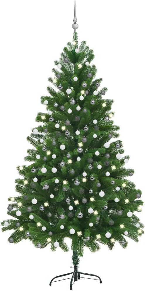 vidaXL Arbre de Noël artificiel avec LED et boules 210 cm Vert