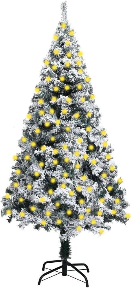 vidaXL Sapin de Noël artificiel LED et flocons de neige Vert 210 cm