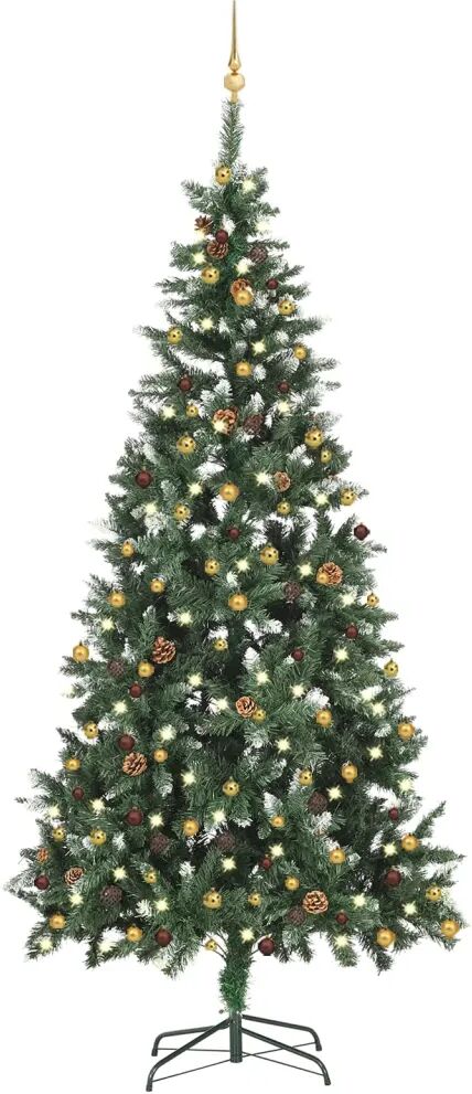 vidaXL Arbre de Noël artificiel avec LED et boules 210 cm