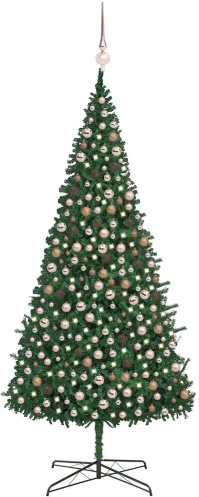 vidaXL Arbre de Noël artificiel avec LED et boules 400 cm Vert