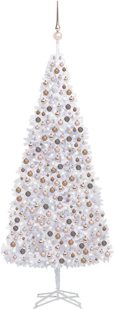 vidaXL Sapin de Noël artificiel avec LED et boules 500 cm Blanc