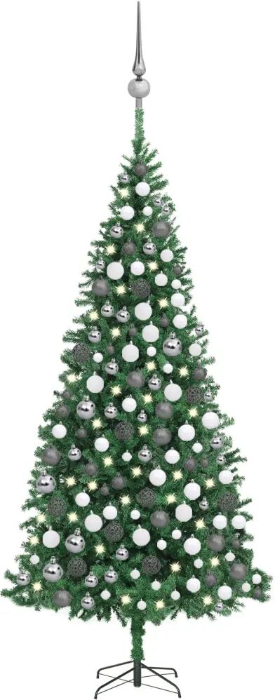 vidaXL Arbre de Noël artificiel avec LED et boules 300 cm Vert