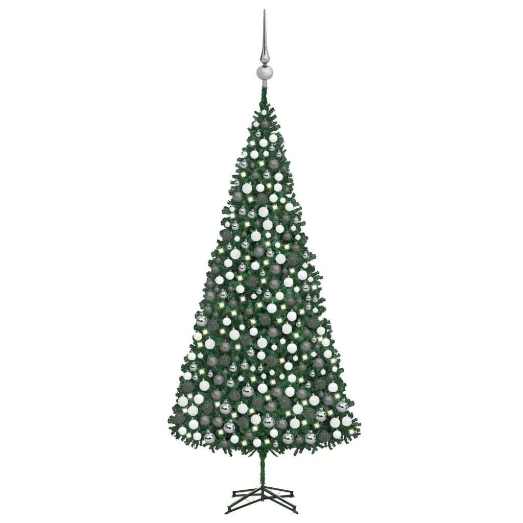 vidaXL Sapin de Noël artificiel avec LED et boules 500 cm Vert