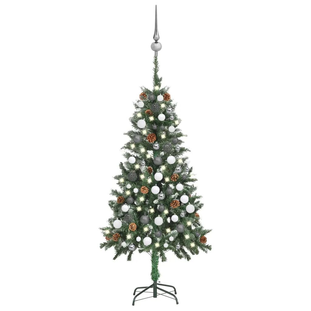 vidaXL Arbre de Noël artificiel LED et boules et pommes de pin 150 cm