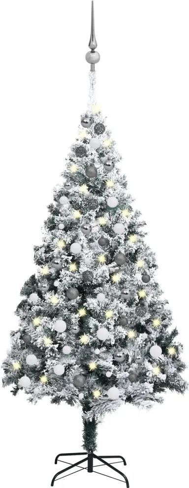 vidaXL Arbre de Noël artificiel avec LED et boules Vert 180 cm PVC