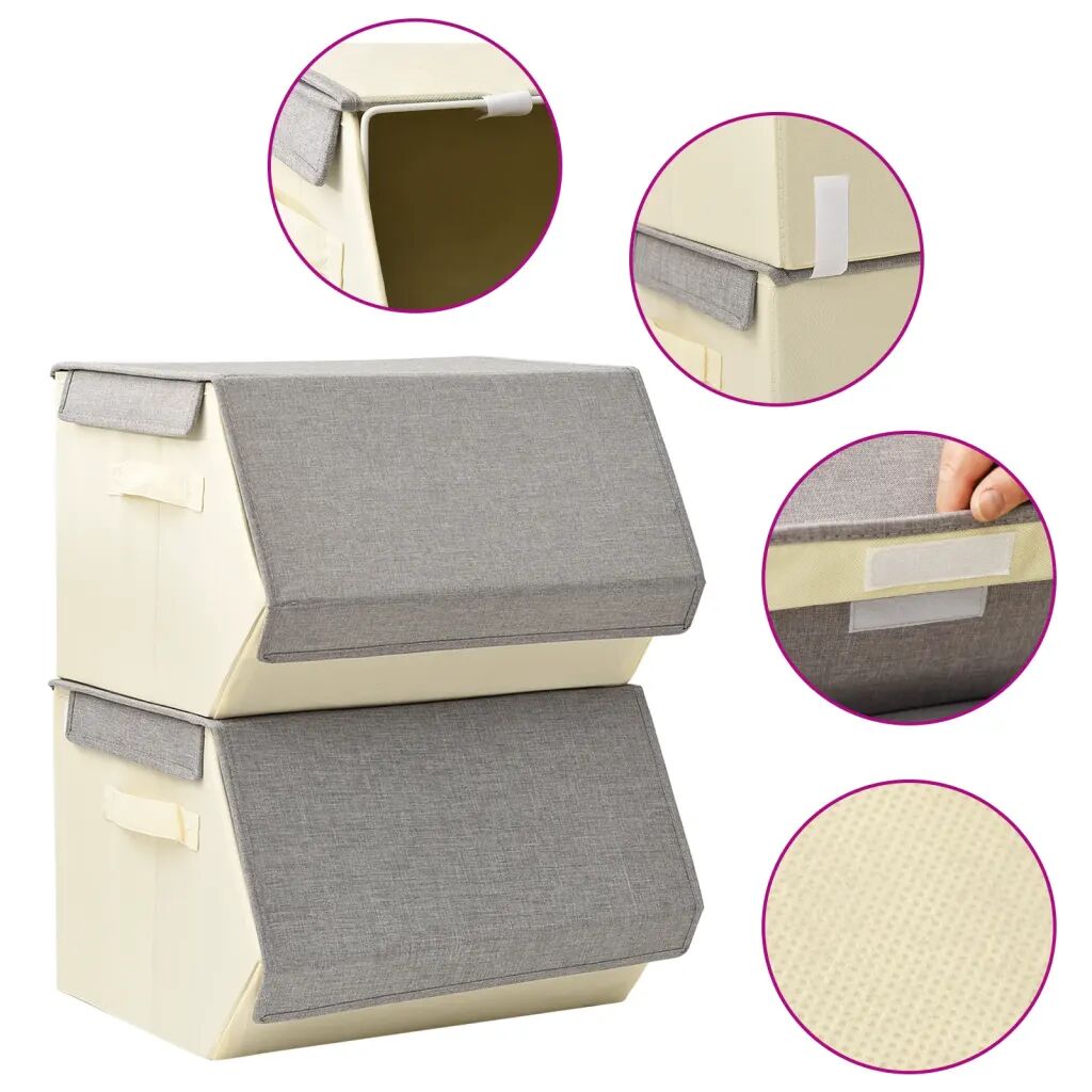 vidaXL Boîtes de rangement empilables avec couvercle 2 pcs Tissu