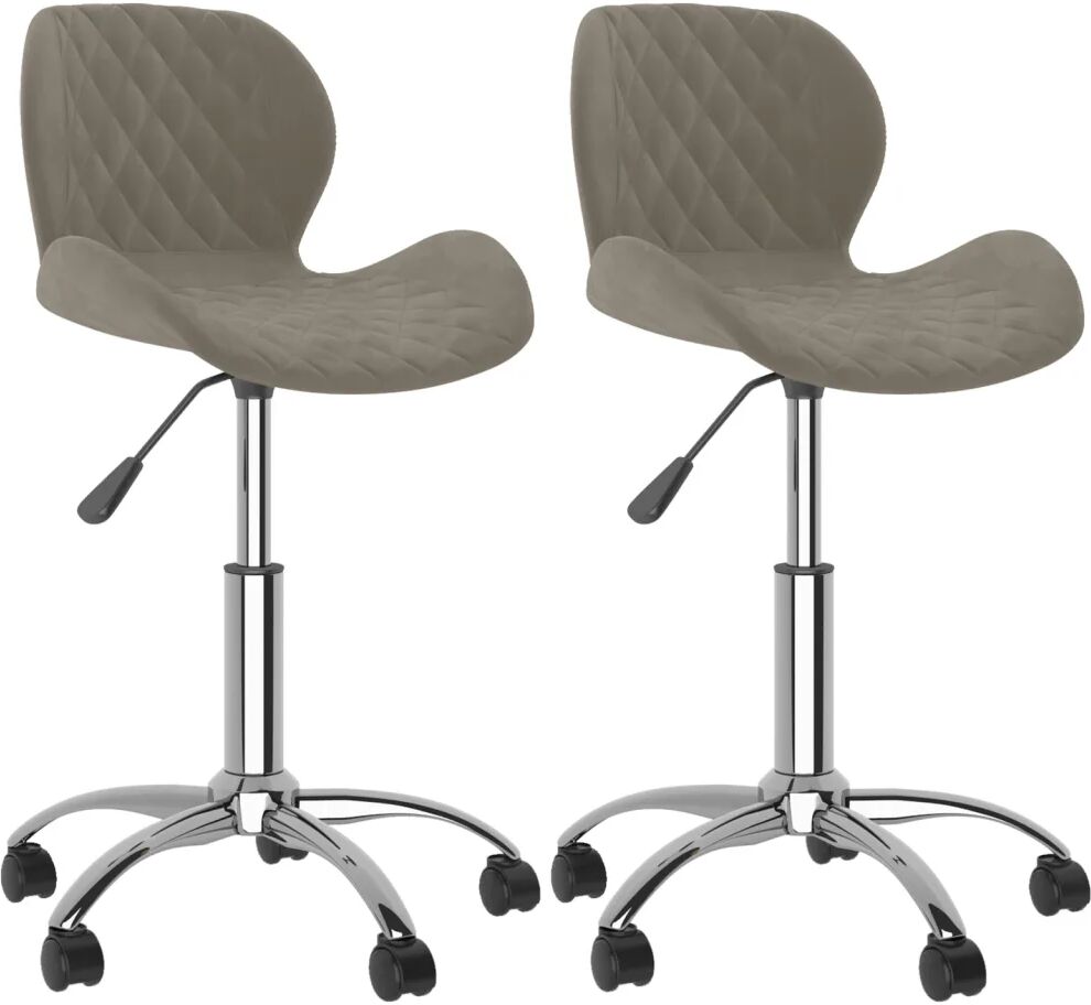 vidaXL Chaises pivotantes de salle à manger 2 pcs Gris clair Velours